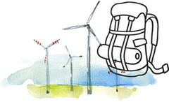 Rugzak en windmolens
